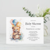 Waterverf Teddy Bear Baby shower Kaart (Staand voorkant)