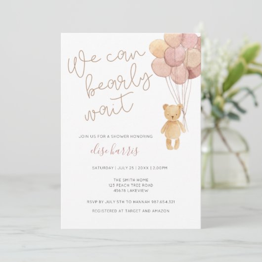 Waterverf Teddy Bear-Baby shower Kaart (Staand voorkant)