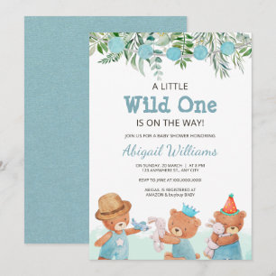 Waterverf Teddy Bear Baby shower Kaart