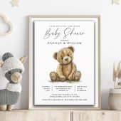 Waterverf Teddy Bear Baby shower Kaart