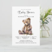 Waterverf Teddy Bear Baby shower Kaart (Staand voorkant)