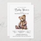 Waterverf Teddy Bear Baby shower Kaart (Voorkant / Achterkant)