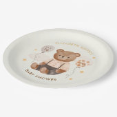 Waterverf Teddy Bear Baby shower Papieren Bordje (Gekanteld)
