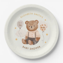 Waterverf Teddy Bear Baby shower Papieren Bordje