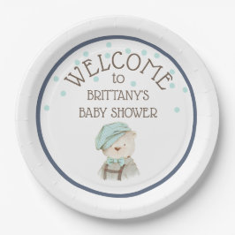 Waterverf Teddy Bear Baby shower Papieren Bordje