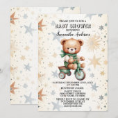 Waterverf Teddy Bear Baby shower Party Elegant Kaart (Voorkant / Achterkant)