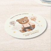 Waterverf Teddy Bear Baby shower Ronde Kartonnen Onderzetter (Gebogen)
