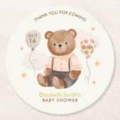 Waterverf Teddy Bear Baby shower Ronde Kartonnen Onderzetter (Voorkant)