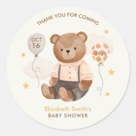 Waterverf Teddy Bear Baby shower Ronde Sticker