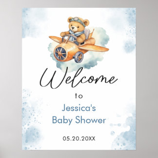 Waterverf Teddy Bear Baby shower Welkom Poster