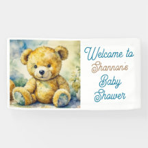Waterverf Teddy Bear Baby shower Welkom