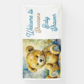 Waterverf Teddy Bear Baby shower Welkom Spandoek (Verticaal)