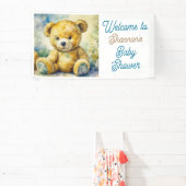 Waterverf Teddy Bear Baby shower Welkom Spandoek (Insitu)