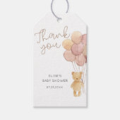 Waterverf Teddy Bear-ballonnen Cadeaulabel (Voorkant)