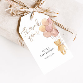 Waterverf Teddy Bear-ballonnen Cadeaulabel