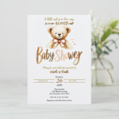 Waterverf Teddy Bear Barly Wachten Baby shower Kaart (Staand voorkant)