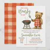 Waterverf Teddy Bear BBQ Baby shower voor jongens Kaart (Voorkant / Achterkant)
