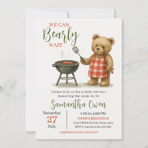 Waterverf Teddy Bear BBQ Baby shower voor jongens Kaart