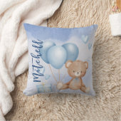 Waterverf Teddy Bear Blue-ballon Personaliseren Kussen (Deken)