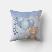 Waterverf Teddy Bear Blue-ballon Personaliseren Kussen (Achterkant)