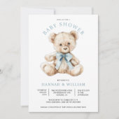 Waterverf Teddy Bear Boy Blue Baby shower Kaart (Voorkant)