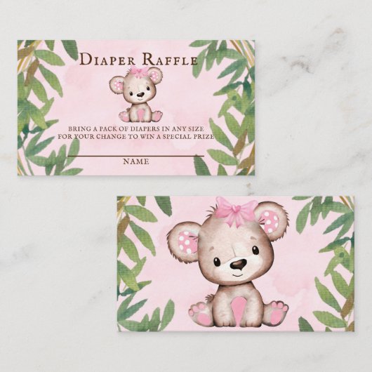 Waterverf Teddy Bear Diaper Raffle Visitekaartje (Voorkant / Achterkant)