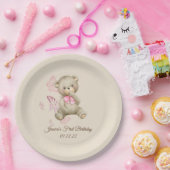 Waterverf Teddy Bear First Birthday Paper Borden Papieren Bordje (Feest)