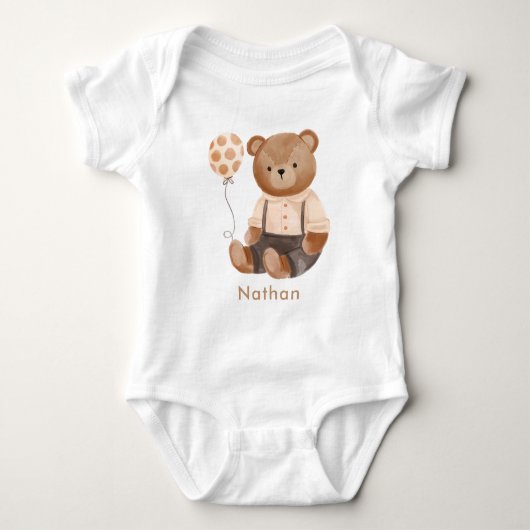 Waterverf Teddy Bear gepersonaliseerd Romper (Voorkant)