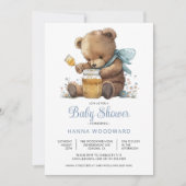 Waterverf Teddy Bear Honey Pot Boy Baby shower Kaart (Voorkant)