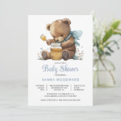 Waterverf Teddy Bear Honey Pot Boy Baby shower Kaart (Staand voorkant)