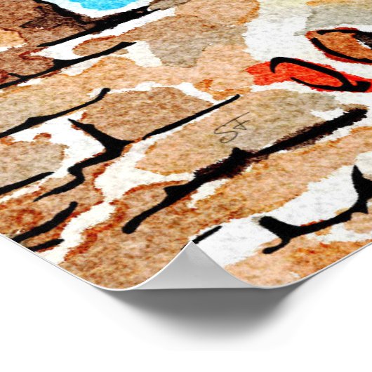 Waterverf Teddy Bear in Ancient Ruins Poster (Hoek)