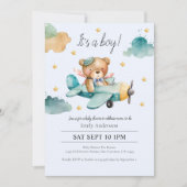 Waterverf Teddy Bear is een Baby shower Kaart (Voorkant)