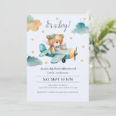 Waterverf Teddy Bear is een Baby shower Kaart (Staand voorkant)