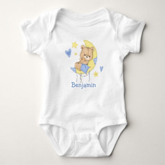 Waterverf Teddy Bear Moon Baby Bodysuit (Voorkant)