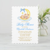 Waterverf Teddy Bear Moon Baby shower Gold Kaart (Staand voorkant)
