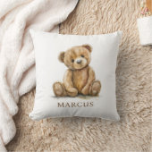 Waterverf Teddy Bear Nursery Baby Naam Kussen (Deken)