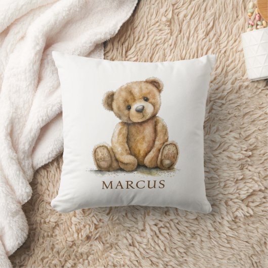 Waterverf Teddy Bear Nursery Baby Naam Kussen (Deken)