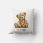 Waterverf Teddy Bear Nursery Baby Naam Kussen (Achterkant)