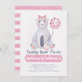 Waterverf Teddy Bear Picnic Birthday Uitnodiging (Voorkant / Achterkant)