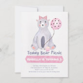 Waterverf Teddy Bear Picnic Birthday Uitnodiging (Voorkant)