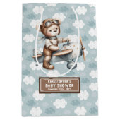 Waterverf Teddy Bear Pilot Baby shower Behandeltas Medium Cadeauzakje (Voorkant)