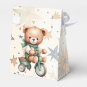Waterverf Teddy Bear Sterren Groene Fietsfeest Bedankdoosjes (Achterkant)