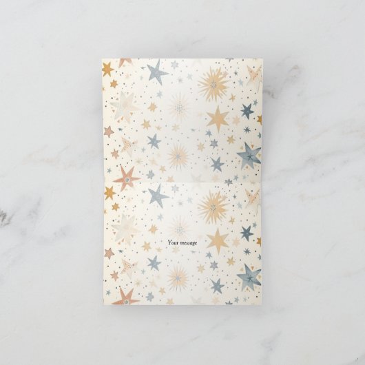 Waterverf Teddy Bear Sterren Groene Fietsfeest Bedankkaart (Binnen)