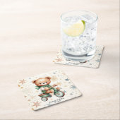 Waterverf Teddy Bear Sterren Groene Fietsfeest Kartonnen Onderzetters (Insitu)