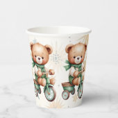 Waterverf Teddy Bear Sterren Groene Fietsfeest Papieren Bekers (Links)
