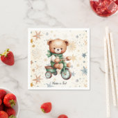 Waterverf Teddy Bear Sterren Groene Fietsfeest Servet (Insitu)