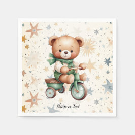 Waterverf Teddy Bear Sterren Groene Fietsfeest Servet