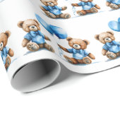 Waterverf Teddy Bear Twin Boys Cadeaupapier (Rol Hoek)