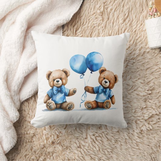Waterverf Teddy Bear Twin Boys Kussen (Deken)