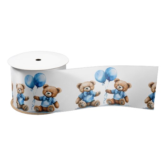 Waterverf Teddy Bear Twin Boys Satijnen Lint (Spoel)
